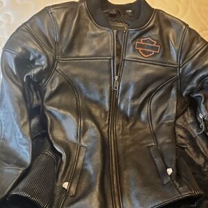 Black Leather Harley Davidson Jacket with Logo